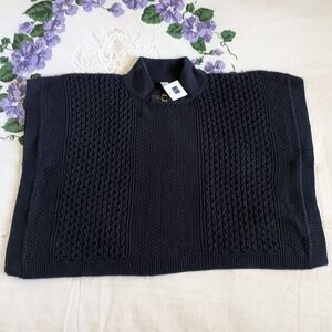 Janie and Jack navy blue knitted crochet poncho boy girl unisex